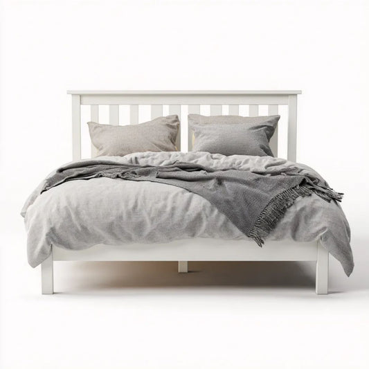 Łóżko podwójne w Belarwhite Belarwood 140 x 190 cm z deską rozdzielczą z prętem