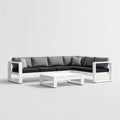 Sofa ogrodowa, Zestaw do barierki Taras 5- fotelik biały antracyt z aluminium pokrytego proszkiem w kształcie litery 250 x 190 cm