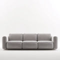 Sofa, 3-fotela fotelik jasny szary 220 x 95 x 78 cm poliester prostokątna