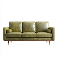 Sofa, 3- fotela Olivgrün 220 x 88 x 85 cm ze sztuczną pokrywą skórzaną i litymi nóżkami z drewna