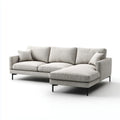 Sofa, 3 fotela z szezlongiem prostym jasnoszarym 250 x 160 x 85 cm poliestrowy kształt L