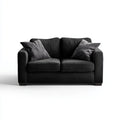 Sofa, 2 fotela prosta czarna 160 x 90 x 85 cm aksamit poliestrowy z poduszkami