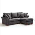 Sofa, Odwracalna narożna kanapa 3 miejsca antracyt szary poliester 230 x 150 x 88 cm