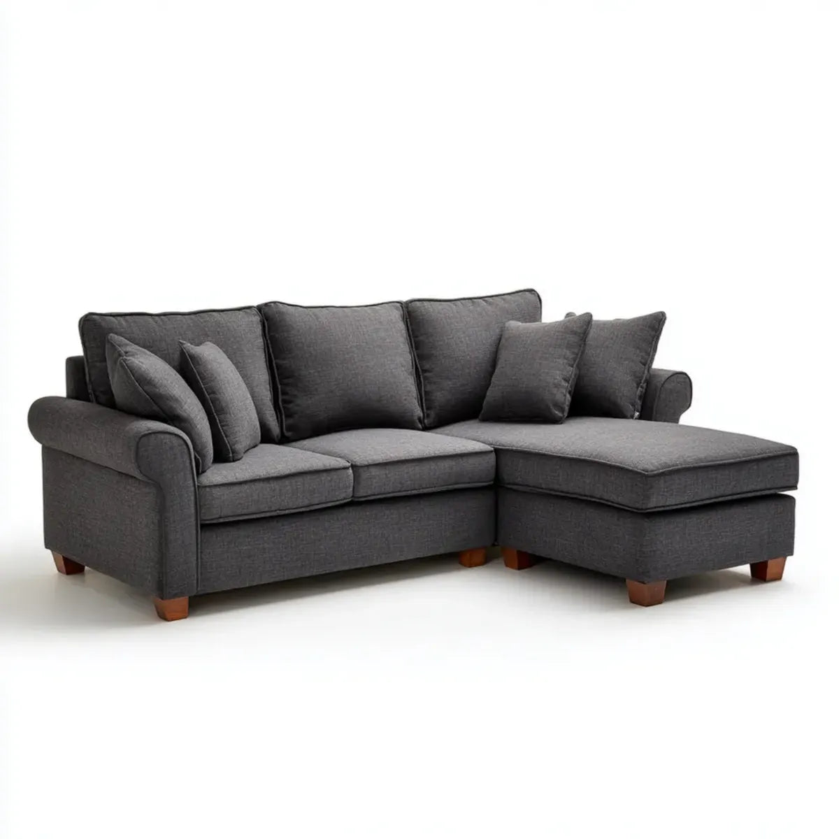 Sofa, Odwracalna narożna kanapa 3 miejsca antracyt szary poliester 230 x 150 x 88 cm