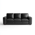 Sofa, Czarna sofa 3 fotelowa w sztucznej skórze PU prostokątna 210 x 90 x 85 cm