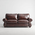 Sofa, Brązowa 2 fotelowa sofa w skórzanej skórze PU o prostym kształcie 180 x 90 x 88 cm