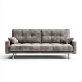 Sofa, Prostokątna, szara sofa w poliestrowym mikrofibrze z chromowanymi stalowymi nogami 210 x 90 x 88 cm