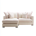 Sofa, 3 miejsca śmietana i różowa kanapa w lewym rogu 230 x 160 x 86 cm w kształcie poliestru L