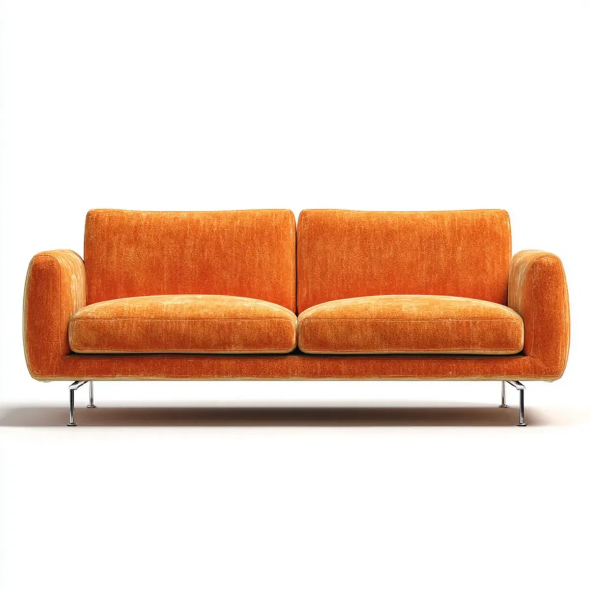 Sofa, 3 fotela w kolorze pomarańczowym w poliestrowym aksamicie 220 x 90 x 78 cm