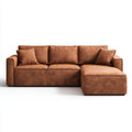 Sofa, 4 fotela brązowa sofa w poliestrowym mikrofibrze z prawej szezlong 270 x 160 x 85 cm