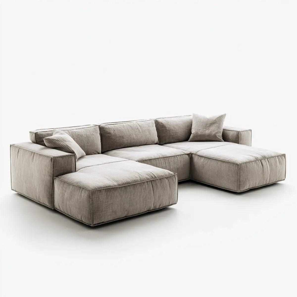 Sofa, U taupe modułowa sofa 320 x 180 x 75 cm w poliestrze żebrowanym
