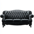 Sofa, Chesterfield sofa 3-osobowa czarna 230 x 95 x 110 cm ze skóry syntetycznej PU kapitowany kształt prosty
