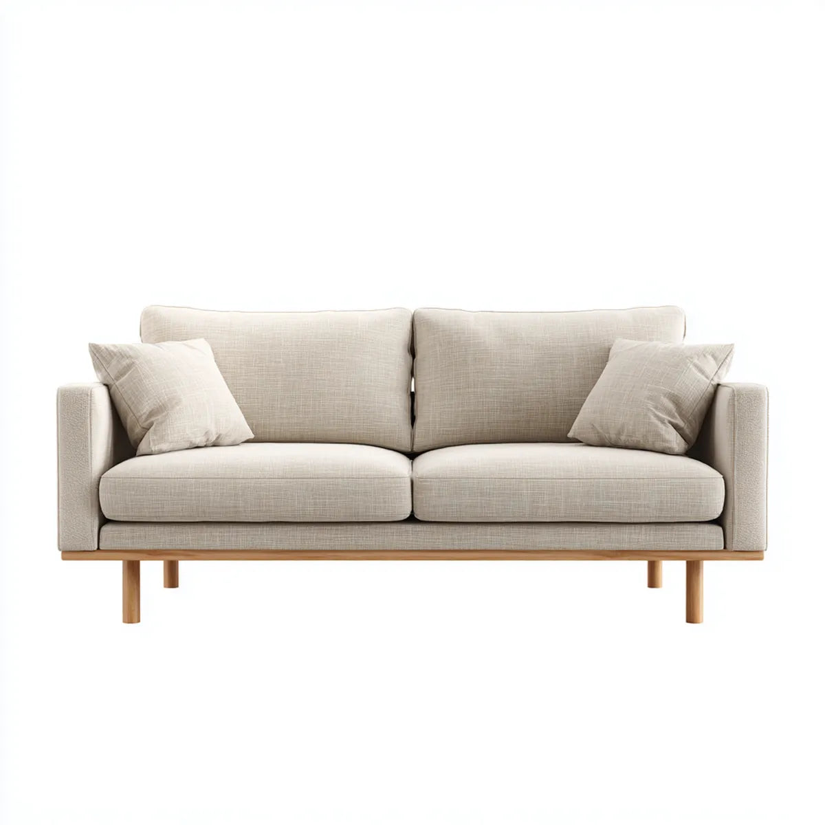 Sofa, 2 fotela z beżowym fotelem 160 x 88 x 82 cm w poliestrze i litym drewnie hewejskim