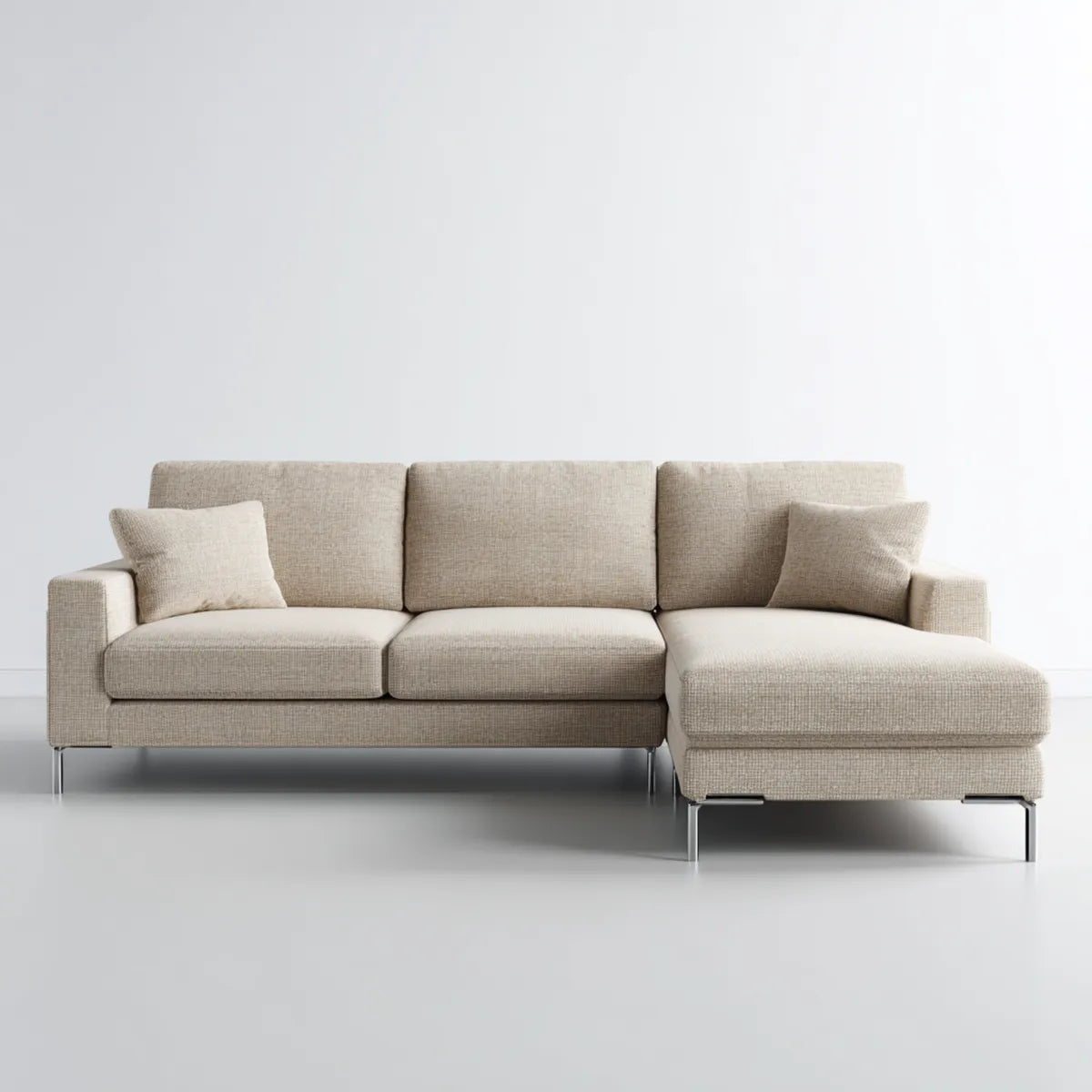 Sofa, 3-osobowa rozkładana kanapa beżowa 250 x 160 x 85 cm poliester ze stalowych nóg