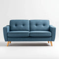 Sofa, Niebieska sofa w poliestrze z litymi nogami z drewna 150 x 82 x 84 cm
