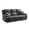 Sofa, 3-osobowa rozkładana sofa w szarej poliestrowej podnóżce 210 x 95 x 102 cm