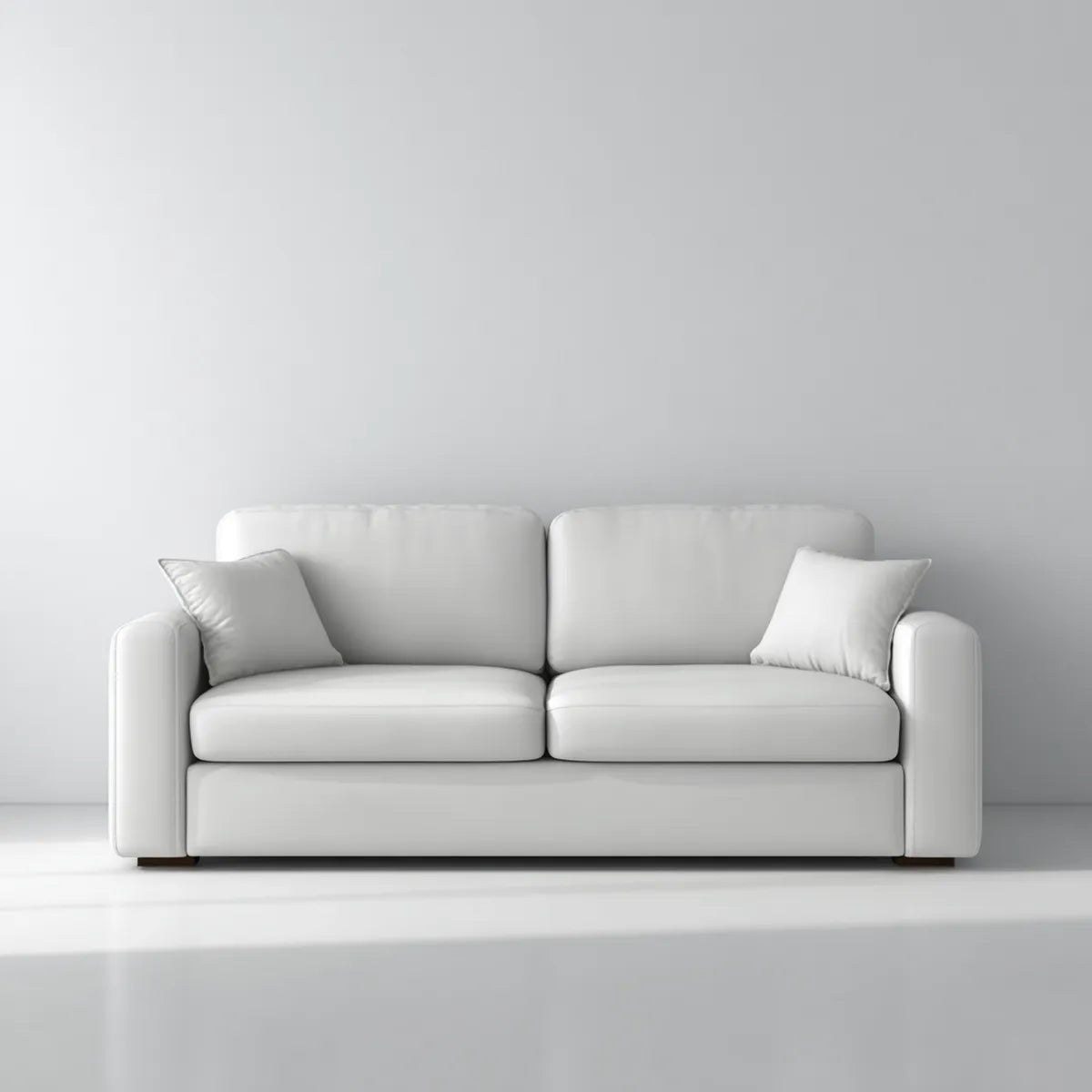 Sofa, 2 fotela prosta sofa biała 180 x 90 x 85 cm w prostokątnym kształcie poliester z poduszkami