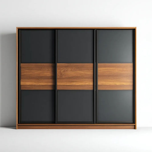 Szafa przesuwna z czarnym orzechem w MDF, 240 x 60 x 220 cm