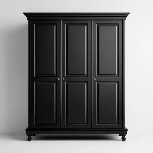 Szafa 3-drzwiowa Czarna 150 x 60 x 200 cm MDF prostokątna