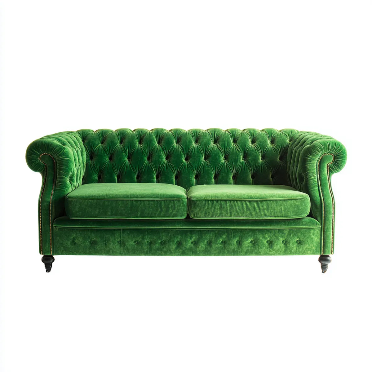 Sofa, Chesterfield 2 fotel zielony poliester aksamitna sofa 170 x 90 x 75 cm z rolowanymi podłokietnikami