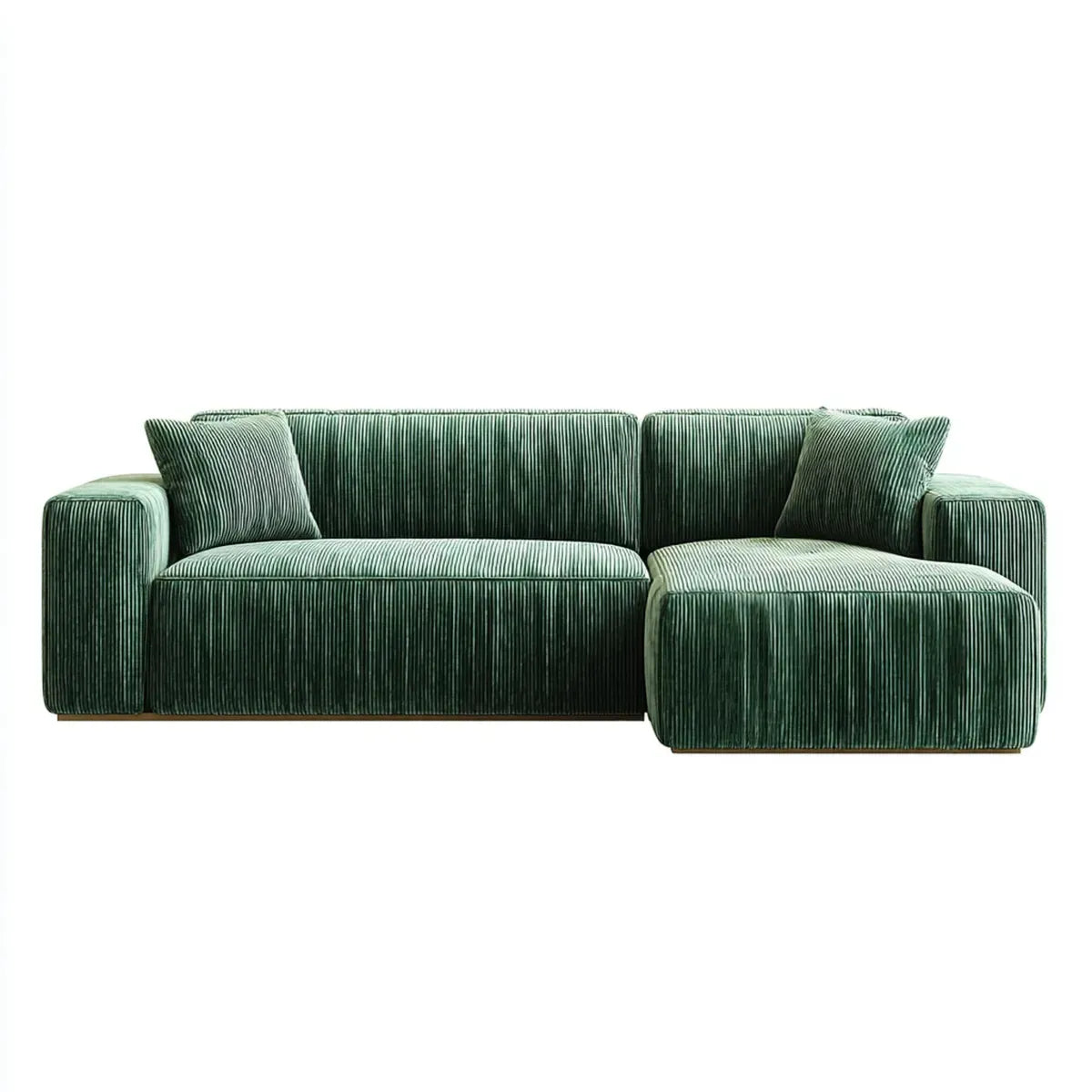 Sofa, 3 fotela narożna sofa z syreną, zielonym poliestrem, 250 x 160 x 85 cm