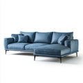 Sofa, 3 fotela poliestrowa aksamitna niebieska sofa o kształcie 280 x 165 x 85 cm