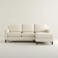 Sofa, 3 fotela narożna sofa z syreną z kremem prostym 250 x 160 cm poliuretanowa powłoka w kształcie litery L