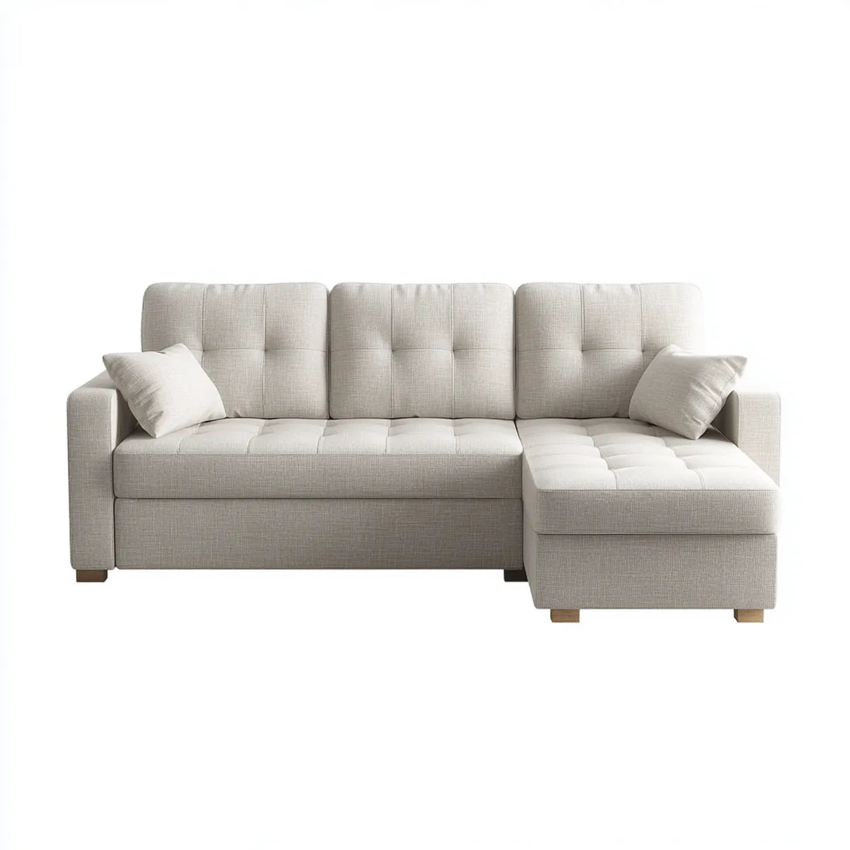 Sofa, 4 fotele poliestrowa beżowa kanapa narożna 260 x 160 x 86 cm
