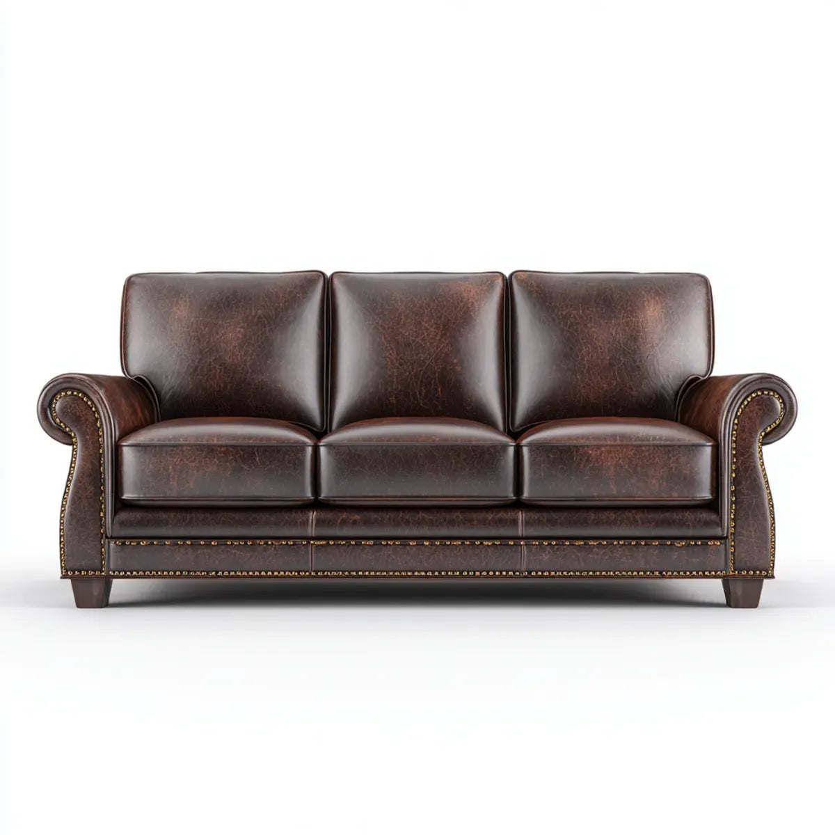 Sofa 3 miejsca ciemnobrązowe 210 x 90 x 90 cm poliuretanowe powłoki proste