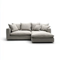 Sofa, 3 fotela z szarym poliestrem z szezlongiem 250 x 170 x 85 cm