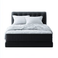 Łóżko dwuosobowe, Boks Spring Bed czarny 180 x 200 cm z tapicerowanym deską głowy PU sztucznej skóry prostokątne