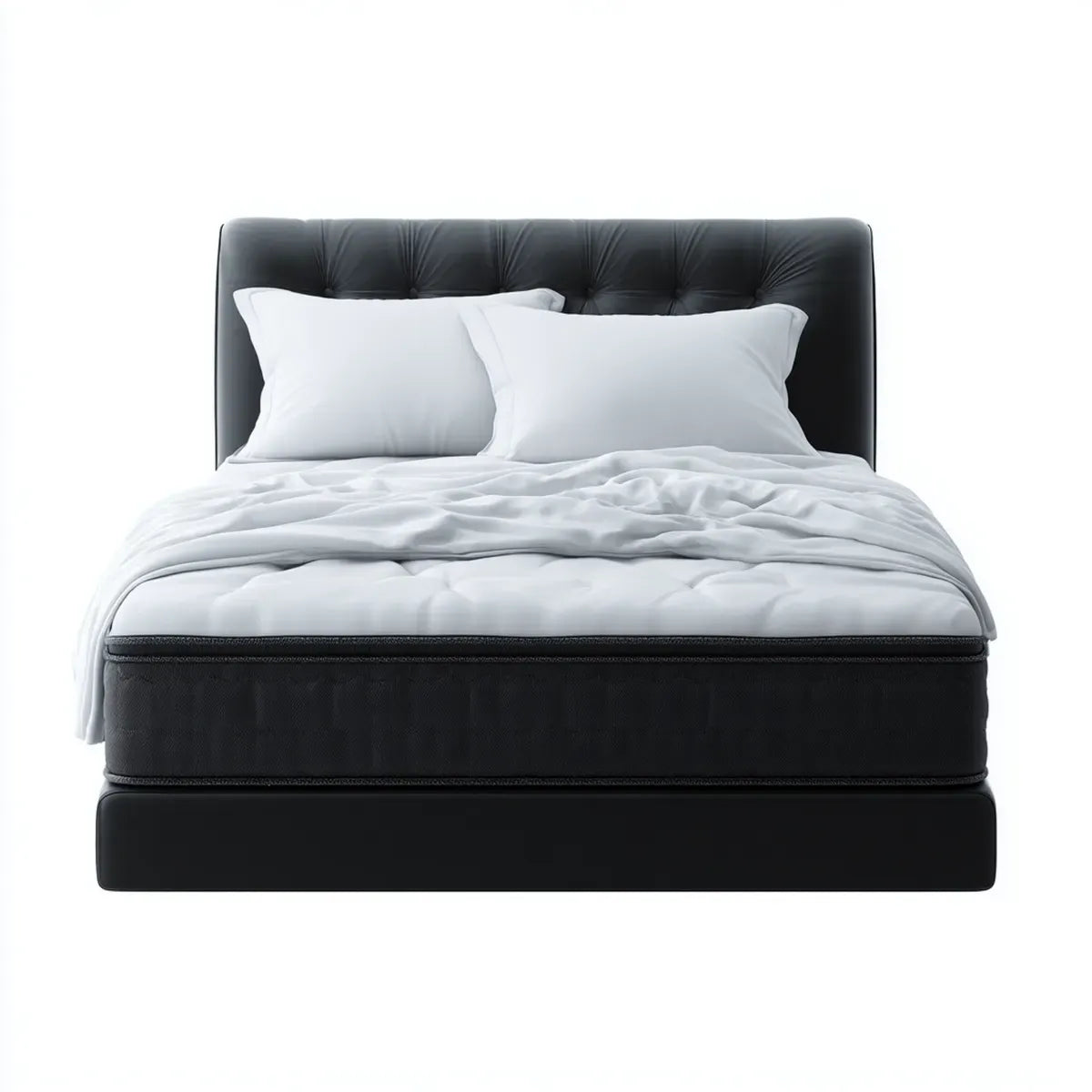 Łóżko dwuosobowe, Boks Spring Bed czarny 180 x 200 cm z tapicerowanym deską głowy PU sztucznej skóry prostokątne