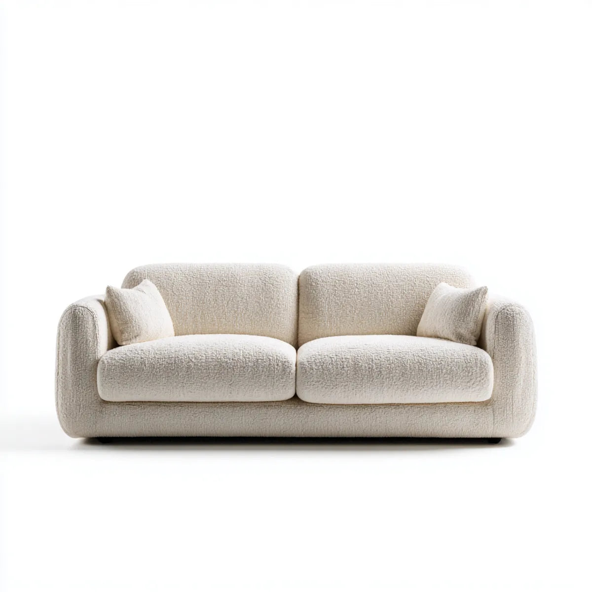 Sofa, Podwójna sofa beżowa 180 x 90 x 75 cm w zaokrąglonym kształcie poliestrowym