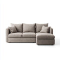 Sofa, 3 fotela prosta taupe poliester 240 x 160 x 85 cm